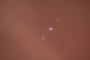 Orion Nebula. Canon 400D, 300mm f6.3, 30 second exposure.